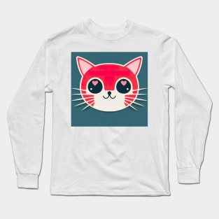 Cartoon cat character icon logo Long Sleeve T-Shirt
